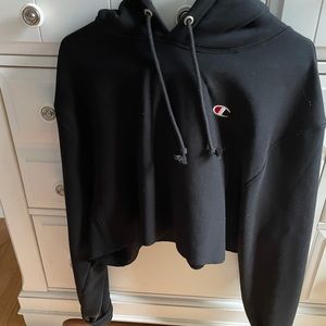 black cropped hoodie